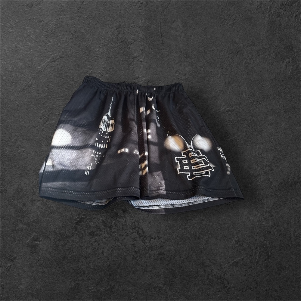 Eric Emanuel Black and Gray Mesh Shorts - Picture 4 of 4